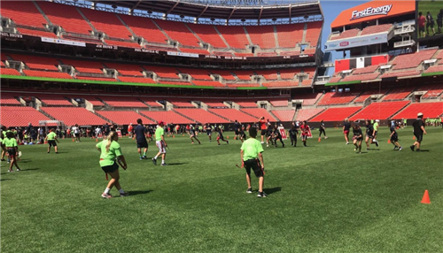 Flag Football in Cleveland stadium 